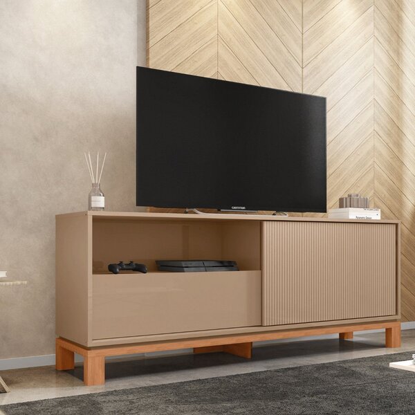 Rack Para Tv Até 55 Polegadas Porta Com Textura Microrripada