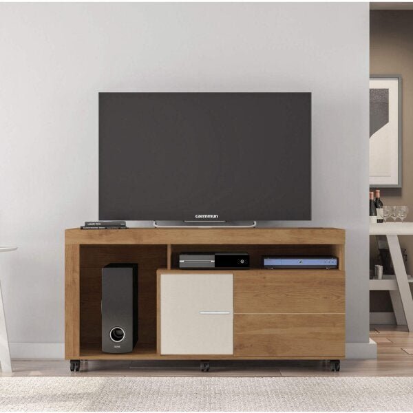 Rack Para Tv Até 55 Polegadas Prince Caemmun Buriti/off White