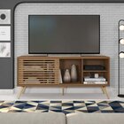 Rack Para Tv Até 55 Polegadas Retrô 136cm Em Bp Porta Pés Em