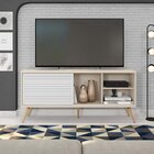 Rack Para Tv Até 55 Polegadas Retrô 136cm Em Bp Porta Pier Mu