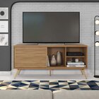 Rack Para Tv Até 55 Polegadas Retrô 136cm Em Bp Porta Pier Mu