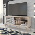 Rack Para Tv Até 55 Polegadas Retrô 136cm Em Bp Porta Ripada