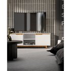 Rack Para Tv Até 55 Polegadas Retrô Pés Em Madeira Flow Branco