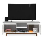 Rack Para Tv Até 55 Polegadas Retrô Pés Em Madeira Flow Branco