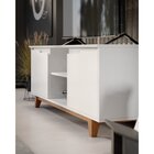 Rack Para Tv Até 55 Polegadas Retrô Pés Em Madeira Flow Branco