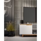 Rack Para Tv Até 55 Polegadas Retrô Pés Em Madeira Flow Branco