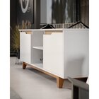 Rack Para Tv Até 55 Polegadas Retrô Pés Em Madeira Flow Branco