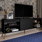 Rack Para Tv Até 55 Polegadas Roma 1 Porta 2 Prateleiras Pret