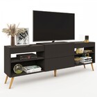 Rack Para Tv Até 55 Polegadas Roma 1 Porta 2 Prateleiras Pret