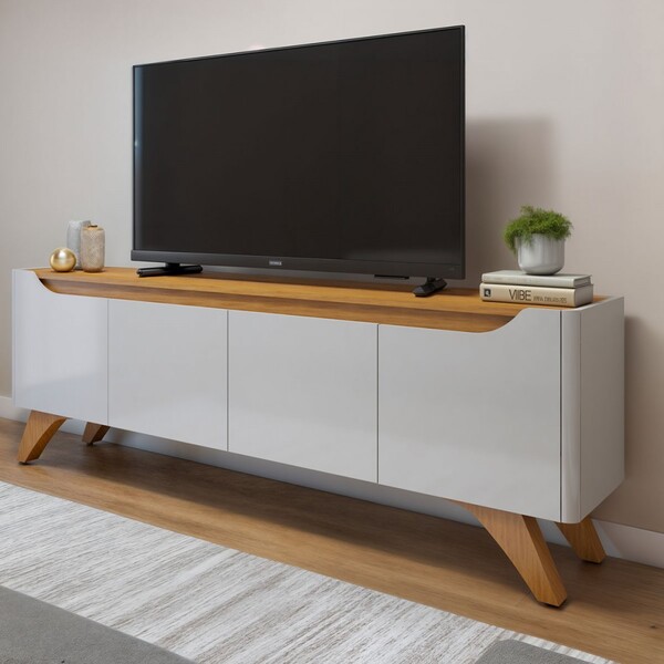 Rack Para Tv Até 58 Polegadas Grecia 4 Portas Off White/natur