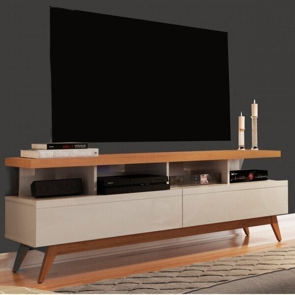 Rack Para Tv Até 60 Polegadas 160cm Pés Em Madeira Maciça Viv