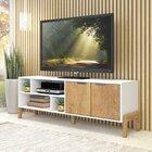 Rack Para Tv Até 60 Polegadas 2 Portas Madeira Com Pés  Branc