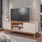 Rack Para Tv Até 60 Polegadas 2 Portas Pés Em Madeira Maciça