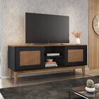 Rack Para Tv Até 60 Polegadas 2 Portas Pés Em Madeira Maciça