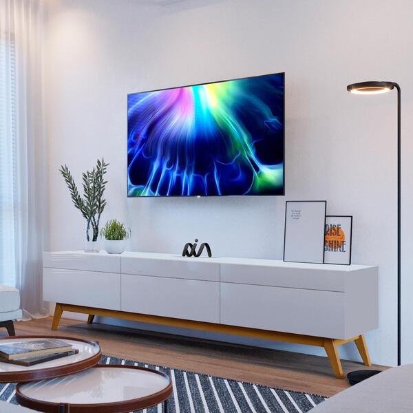 Rack Para Tv Até 60 Polegadas 3 Gavetas 2.6 Branco Acetinado