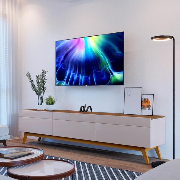 Rack Para Tv Até 60 Polegadas 3 Gavetas 2.6 Off White Freijó