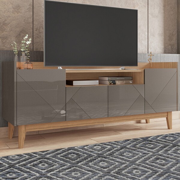 Rack Para Tv Até 60 Polegadas Adria 4 Portas Cinza Perola/noc