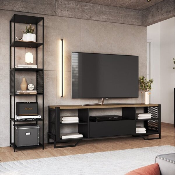 Rack Para Tv Até 60 Polegadas Com Estante Telada Preto