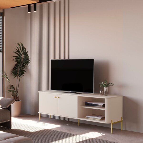 Rack Para Tv Até 60 Polegadas Curvo Pés E Puxadores Em Metal