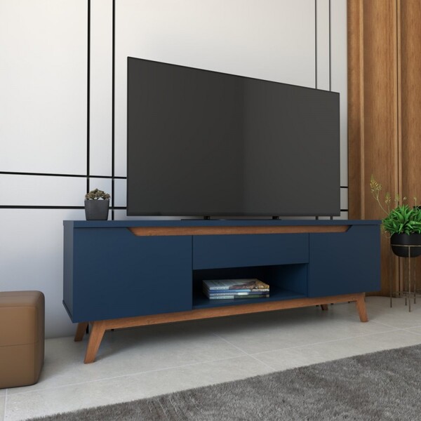 Rack Para Tv Até 60 Polegadas Navy 2 Portas 1 Gaveta Azul - P