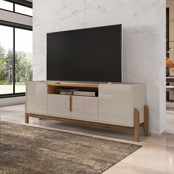 Rack Para Tv Até 60 Polegadas Pés Em Madeira Maciça 190cm Liz