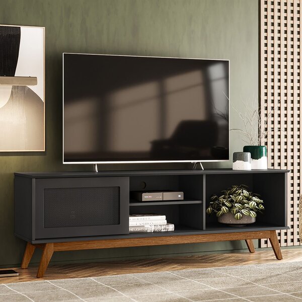 Rack Para Tv Até 60 Polegadas Pés Em Madeira Maciça Com Palin