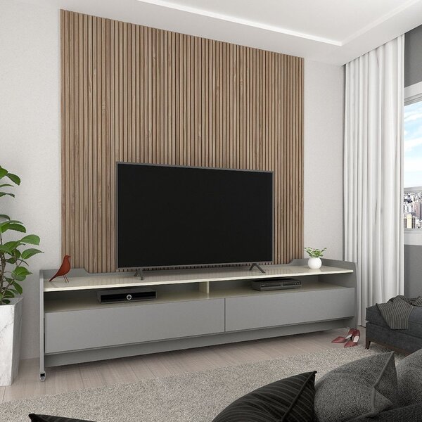 Rack Para Tv Até 65 Polegadas Com Rodízios 180cm 2 Gavetas 2