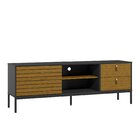 Rack Para Tv Até 65 Polegadas Industrial Dior Preto Ac/ Cedro