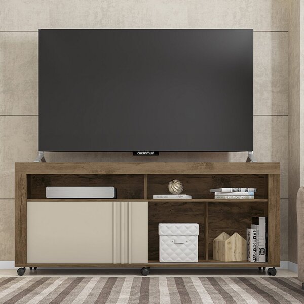 Rack Para Tv Até 65 Polegadas Joy Caemmun Jatobá/off White