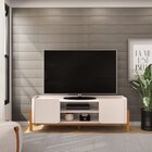 Rack Para Tv Até 65 Polegadas Tampo Bandeja Curvo Pés Madeira