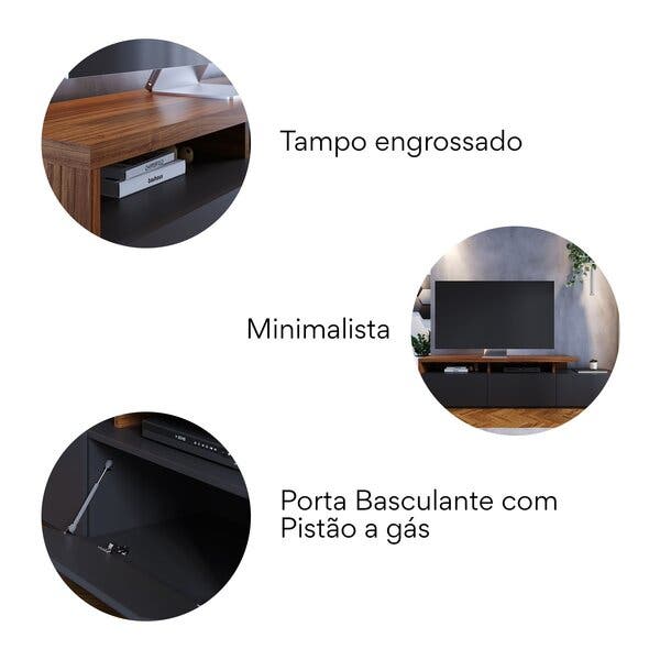Rack Para Tv Até 70 Polegadas 3 Portas Logan Yescasa Noce Milano