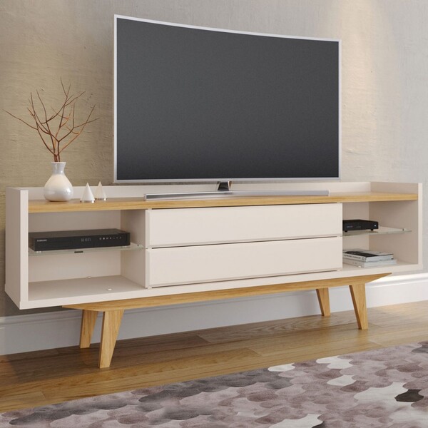 Rack Para Tv Até 70 Polegadas Diamant 2 Gavetas Camaru/perola