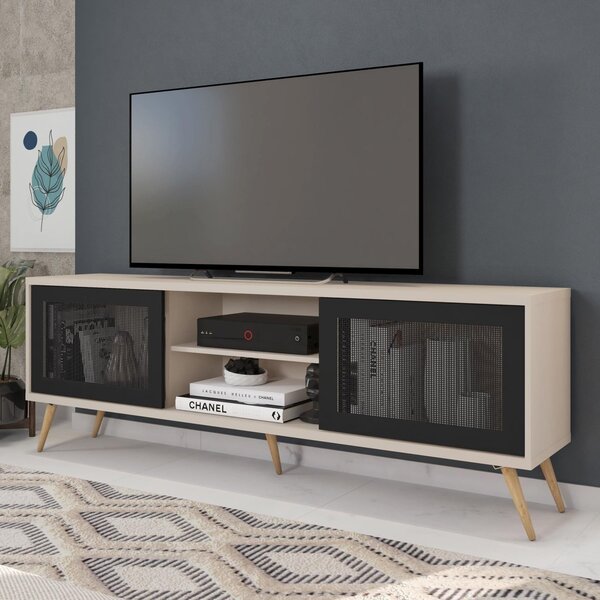 Rack Para Tv Até 72 Polegadas Retrô 180cm Em Bp Porta Telada