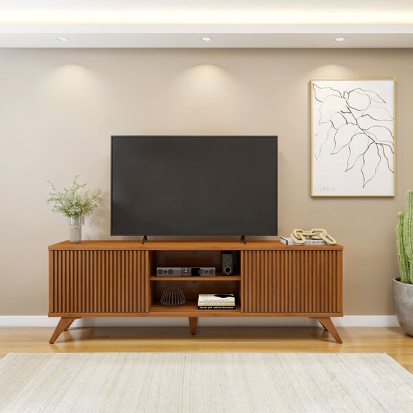 Rack Para Tv Até 75 Polegadas 100% Mdf Com Ripado 2 Portas De