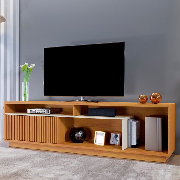Rack Para Tv Até 75 Polegadas 100% Mdf Ripado Granada Natural