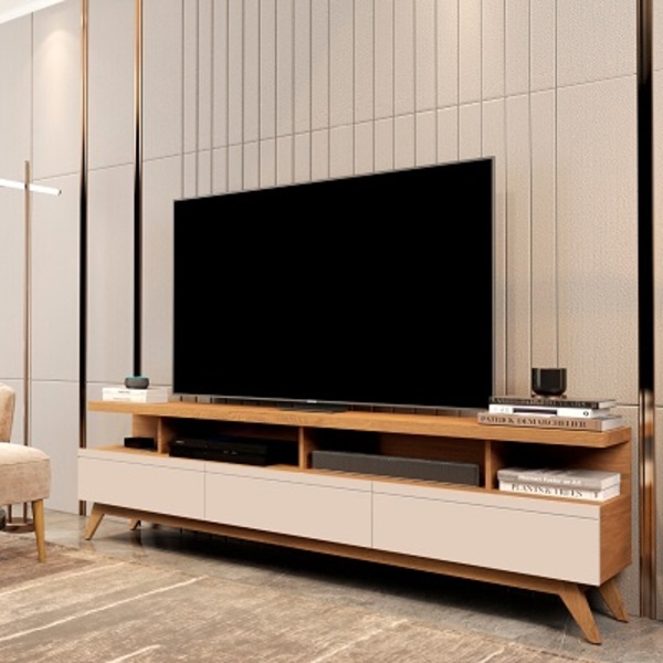 Rack Para Tv Até 75 Polegadas 1.8 Wood Mel/pérola