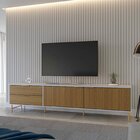 Rack Para Tv Até 75 Polegadas 2 Gavetas E Pés Metalizados Em