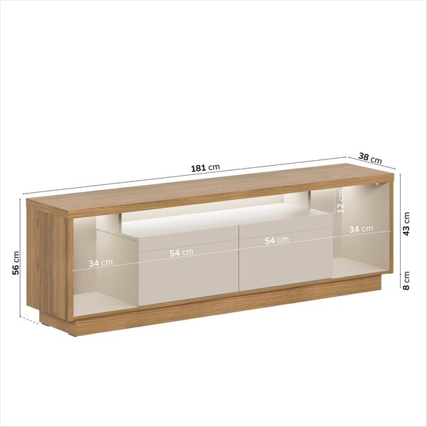 Rack Para Tv Até 75 Polegadas 2 Portas 181cm Fita De Led Cronos