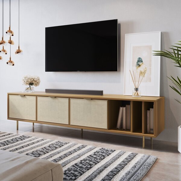 Rack Para Tv Até 75 Polegadas 3 Gavetas Madeira Maciça Palhin