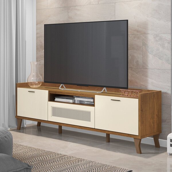 Rack Para Tv Até 75 Polegadas 3 Portas Belaflex Nature/off Wh