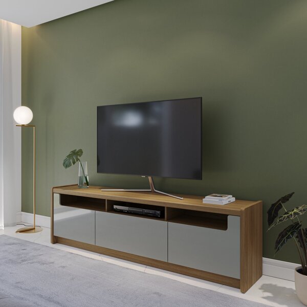 Rack Para Tv Até 75 Polegadas 3 Portas Oslo 1.8 Grigio Gloss/