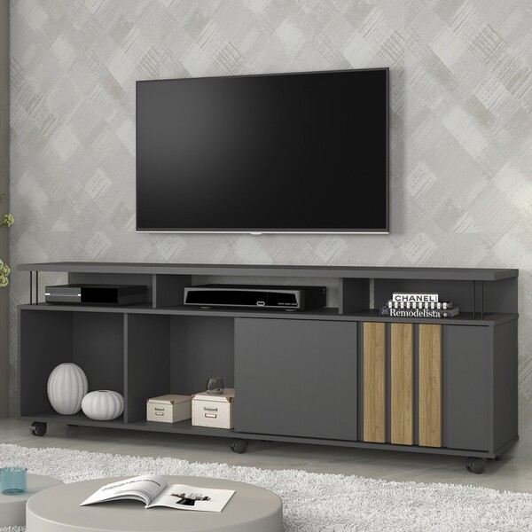 Rack Para Tv Até 75 Polegadas Atraente 1 Porta Grafite/noronha - Jcm ...