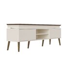 Rack Para Tv Até 75 Polegadas Com Led 2 Portas E Pés Em Madei