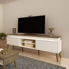 Rack Para Tv Até 75 Polegadas Com Led 2 Portas E Pés Em Madei