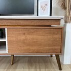 Rack Para Tv Até 75 Polegadas Com Led 2 Portas E Pés Em Madei