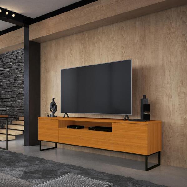 Rack Para Tv Até 75 Polegadas Com Pé De Ferro 2 Portas Aurora