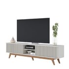 Rack Para Tv Até 75 Polegadas Com Ripado Pés Madeira Maciça F