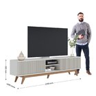 Rack Para Tv Até 75 Polegadas Com Ripado Pés Madeira Maciça F