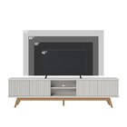 Rack Para Tv Até 75 Polegadas Com Ripado Pés Madeira Maciça F