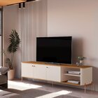 Rack Para Tv Até 75 Polegadas Curvo Pés E Puxadores Em Metal